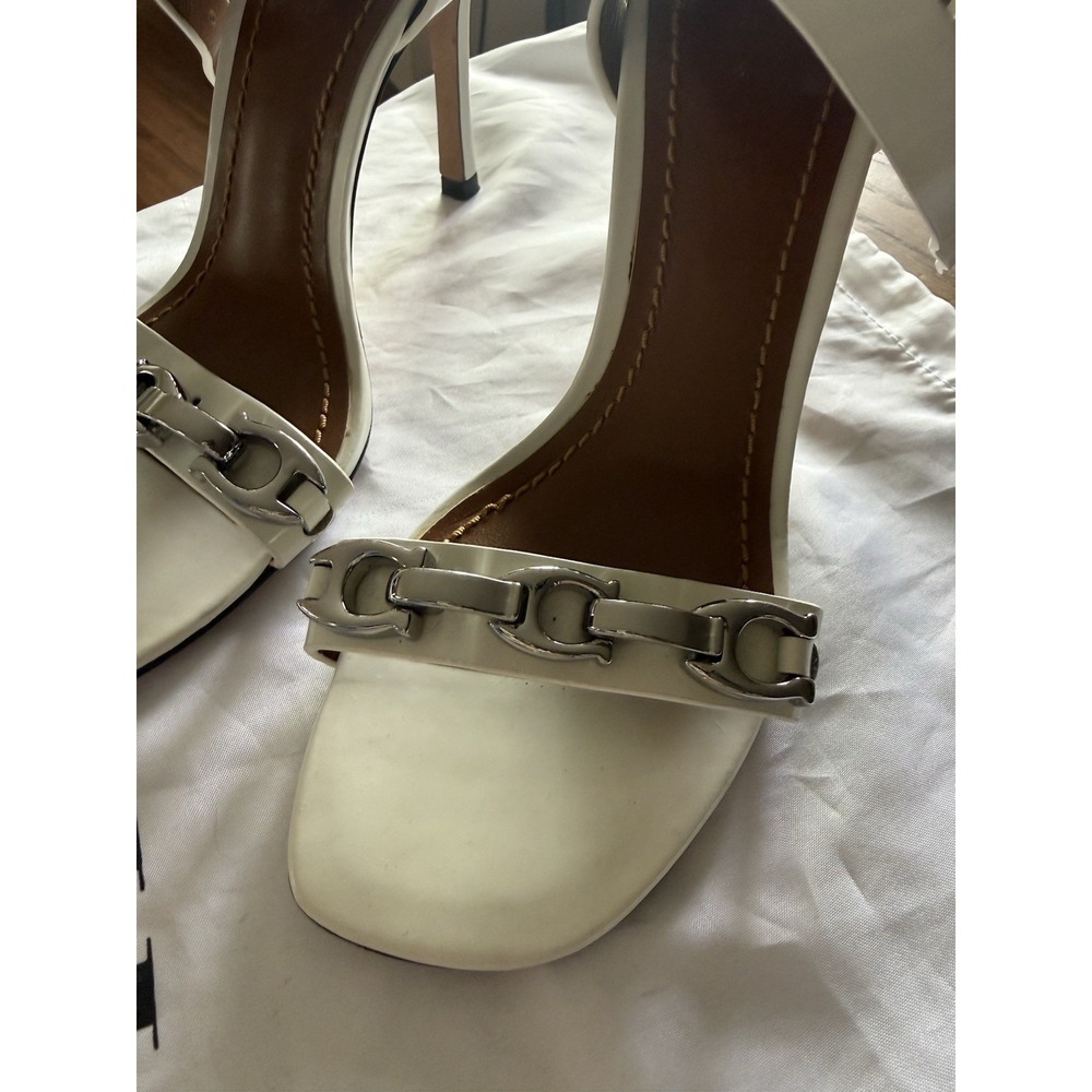 Coach Shoes Womens 6 Pumps White Patent Open Toe Heels Ankle Strap GUC - Picture 2 of 9